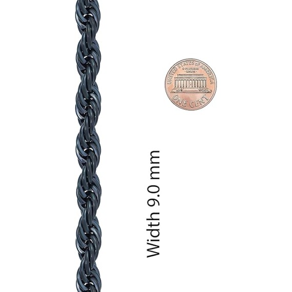 9mm Rope Chain Necklace 24k Real Gold Plated for Women and Men