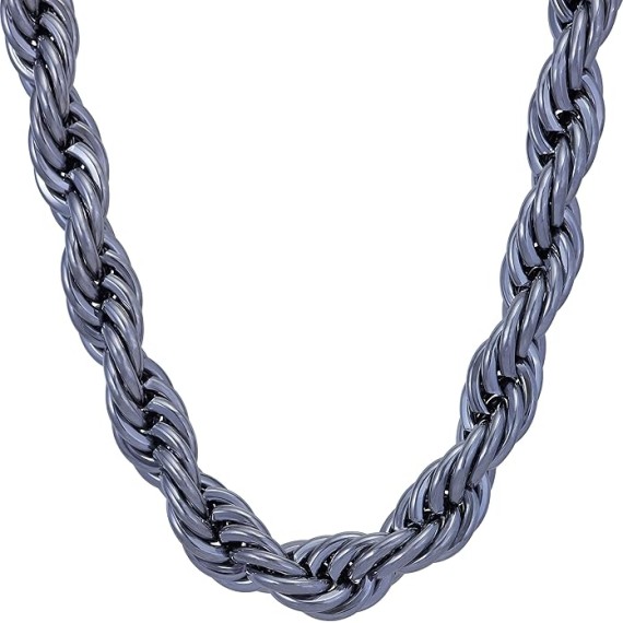 9mm Rope Chain Necklace 24k Real Gold Plated for Women and Men
