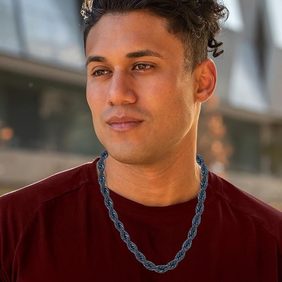9mm Rope Chain Necklace 24k Real Gold Plated for Women and Men
