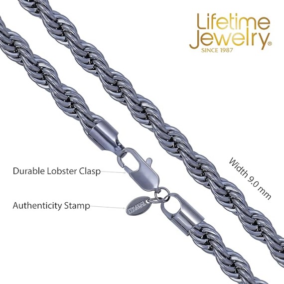 9mm Rope Chain Necklace 24k Real Gold Plated for Women and Men