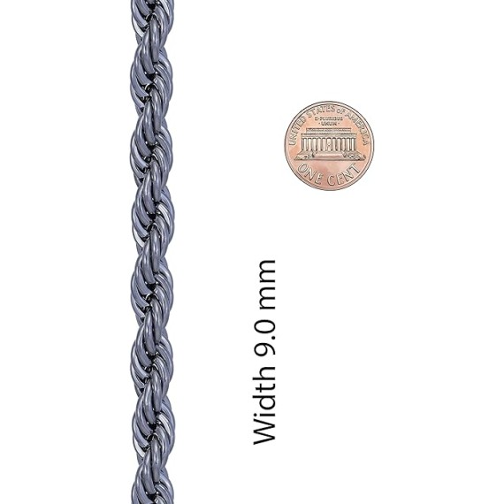 9mm Rope Chain Necklace 24k Real Gold Plated for Women and Men