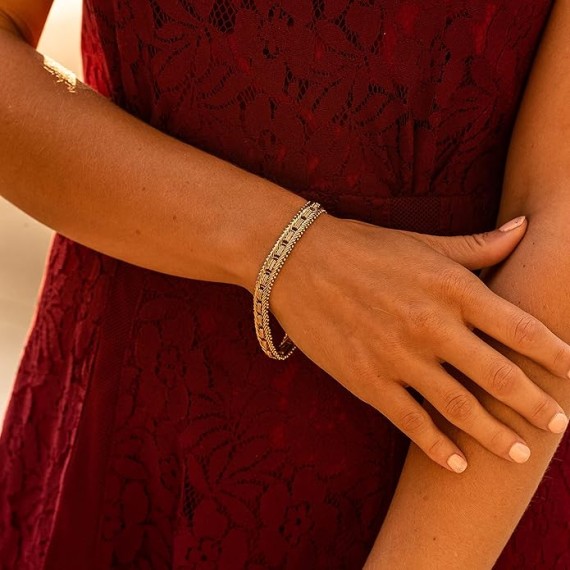 9.5mm Designer Mesh Ladies Bracelet 24k Gold Plated for Women