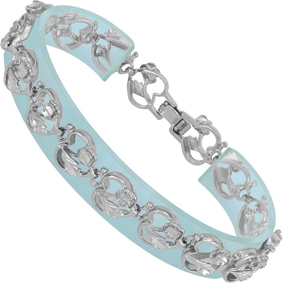 Hearts and Roses Ladies Charm Bracelet for Women 24k Real Gold Plated