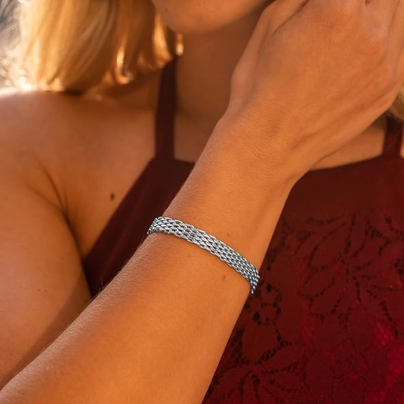 8.5mm Designer Mesh Ladies Bracelet 24k Real Gold Plated for Women