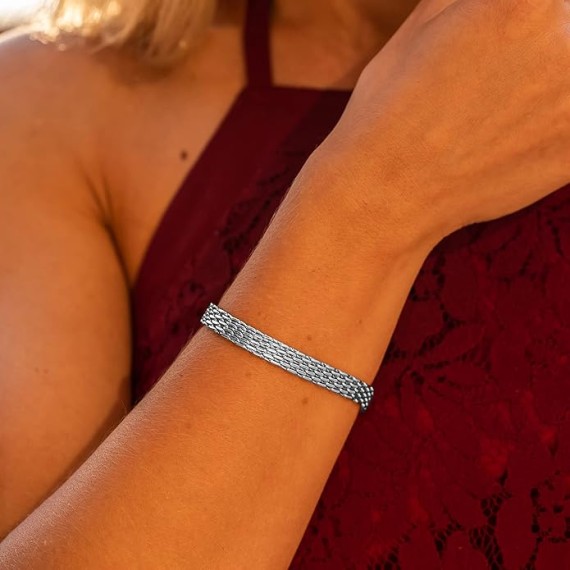 8.5mm Designer Mesh Ladies Bracelet 24k Real Gold Plated for Women