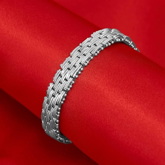 9.5mm Designer Weave Ladies Bracelets for Women 24k Real Gold Plated