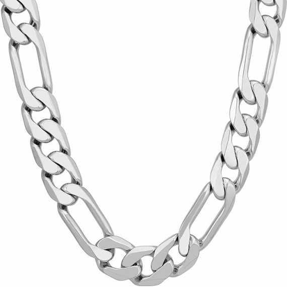 Beveled Figaro Chain Necklaces for Women and Men 24k Real Gold Plated (6.5mm, 8mm, 9.5mm & 11mm)
