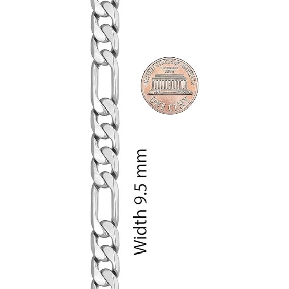 Beveled Figaro Chain Necklaces for Women and Men 24k Real Gold Plated (6.5mm, 8mm, 9.5mm & 11mm)