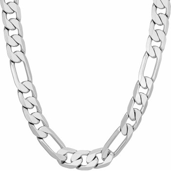 Beveled Figaro Chain Necklaces for Women and Men 24k Real Gold Plated (6.5mm, 8mm, 9.5mm & 11mm)