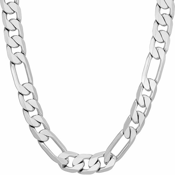 Beveled Figaro Chain Necklaces for Women and Men 24k Real Gold Plated (6.5mm, 8mm, 9.5mm & 11mm)