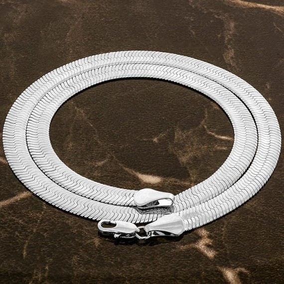 7mm Flexible Herringbone Chain Necklace 24k Real Gold Plated
