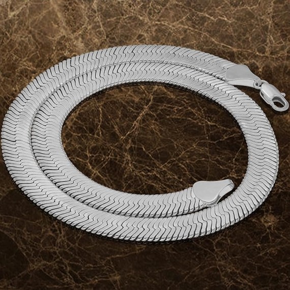 11mm Flexible Herringbone Chain Necklace 24k Real Gold Plated