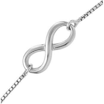 25 Leslie's Sterling Silver Polished Centered Infinity Charm Adjustable Fancy Women's Bracelet