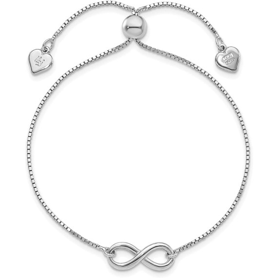 25 Leslie's Sterling Silver Polished Centered Infinity Charm Adjustable Fancy Women's Bracelet