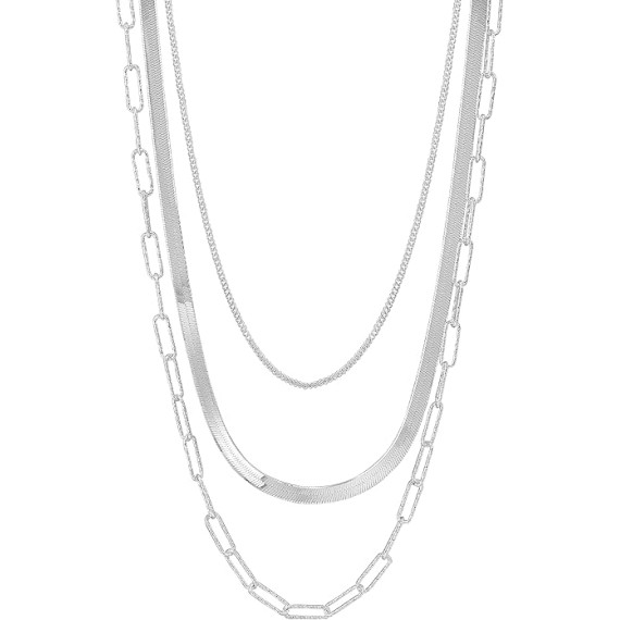 'Power of Three' Sterling Silver Chain Necklace, 18" + 2"