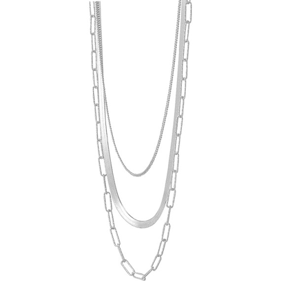 'Power of Three' Sterling Silver Chain Necklace, 18" + 2"