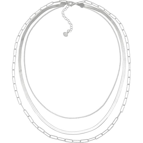 'Power of Three' Sterling Silver Chain Necklace, 18" + 2"