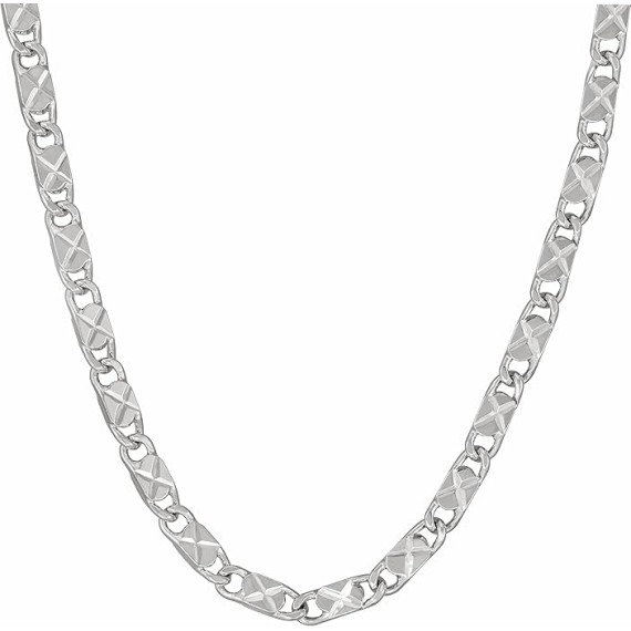 4mm Star Flat Link Chain Necklace 24k Gold Plated for Women Men