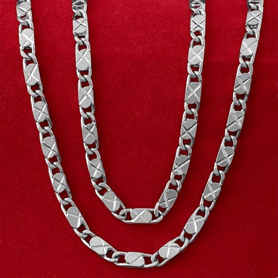 4mm Star Flat Link Chain Necklace 24k Gold Plated for Women Men