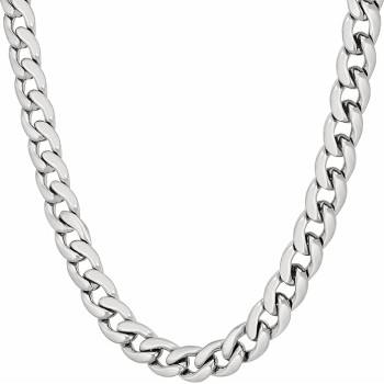 7mm Polished Cuban Link Chain Necklace for Women & Men 24k Gold Plated