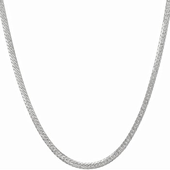 Crushed Herringbone Chain Necklaces for Women and Men 24k Gold Plated