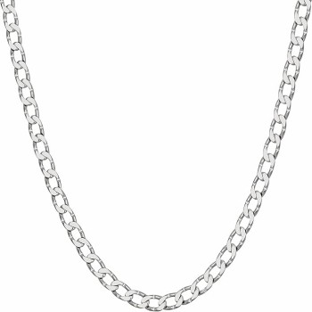 Diamond Cut Edge Curb Link Chain Necklace 24k Real Gold Plated
