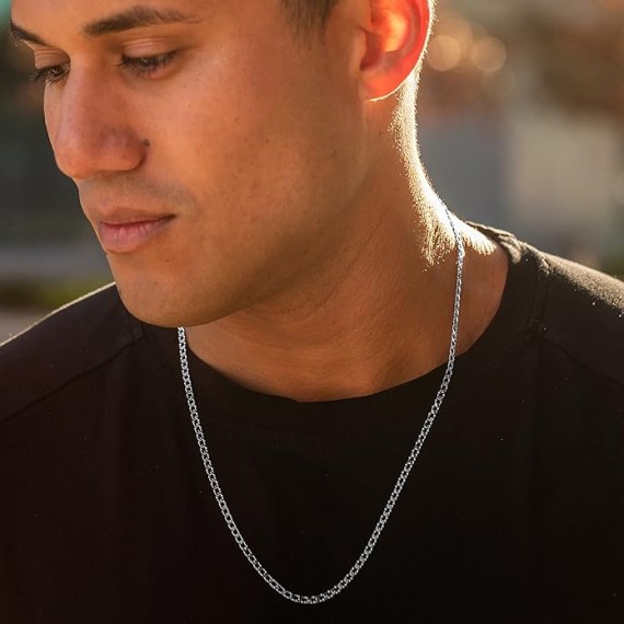 Diamond Cut Edge Curb Link Chain Necklace 24k Real Gold Plated