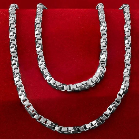 2.6mm Twisted Box Chain Necklace 24k Gold Plated Women and Men