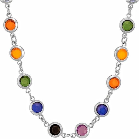 Colorful  Bead Chain Necklace for Women 24K Real Gold Plated