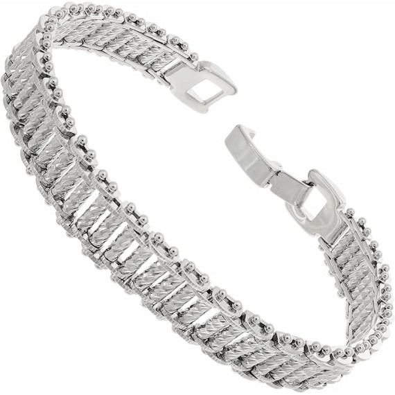 Riccio Bar Bracelet 24k Real Gold Plated for Women and Men (10mm & 13mm)