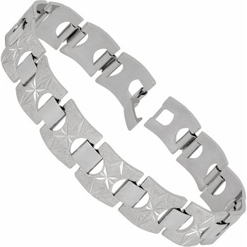 15mm Diamond Cut Star and Arrows Link Bracelet for Men and Women 24k Gold Plated