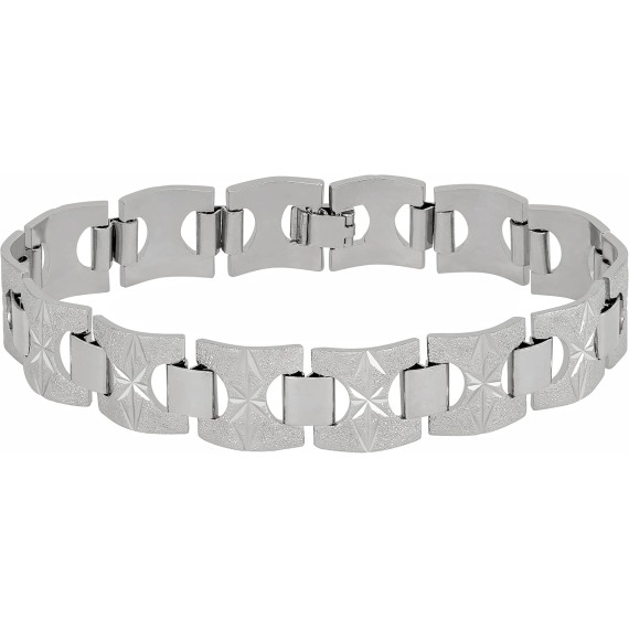 15mm Diamond Cut Star and Arrows Link Bracelet for Men and Women 24k Gold Plated
