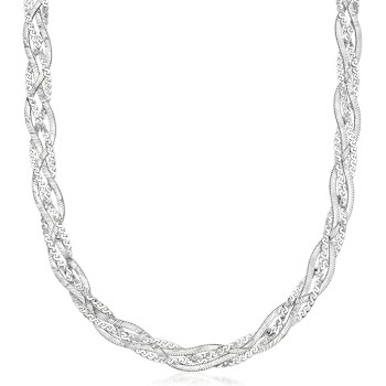 Italian Sterling Silver Braided Chain Necklace