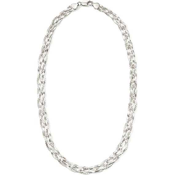 Italian Sterling Silver Braided Chain Necklace