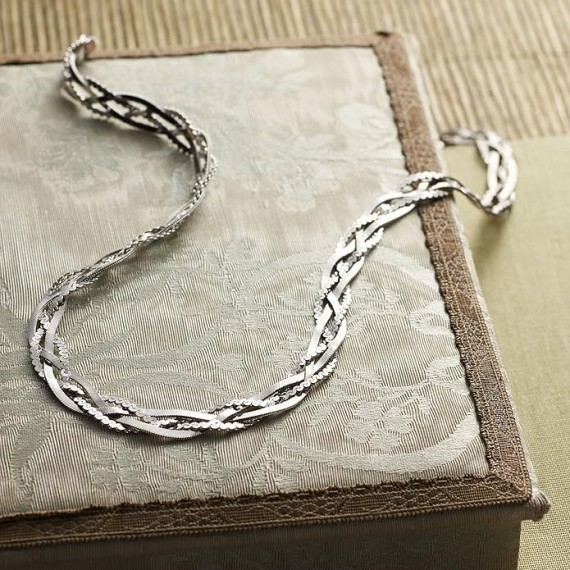 Italian Sterling Silver Braided Chain Necklace