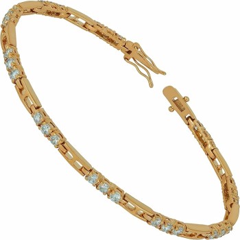 24k Gold Plated 3.5mm White Triple Cubic Zirconia Diamond Classic Tennis Bracelet for Women | Gold Bracelets for Women | Size 7-8 Inch