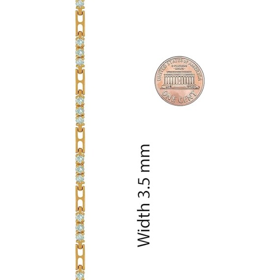 24k Gold Plated 3.5mm White Triple Cubic Zirconia Diamond Classic Tennis Bracelet for Women | Gold Bracelets for Women | Size 7-8 Inch