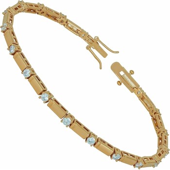 24k Gold Plated 3.5mm Bar Single Stone White Cubic Zirconia Diamond Classic Tennis Bracelet for Women | Gold Bracelets for Women | Size 7-8 Inch