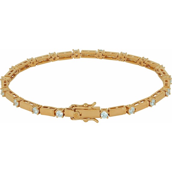 24k Gold Plated 3.5mm Bar Single Stone White Cubic Zirconia Diamond Classic Tennis Bracelet for Women | Gold Bracelets for Women | Size 7-8 Inch
