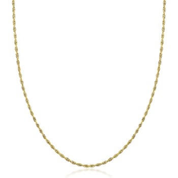 10K Yellow Gold 1.5MM,2MM,2.5MM,3MM,3.5,4MM,5MM,7MM, Diamond Cut Rope Chain Necklace Unisex Sizes 16"-30"
