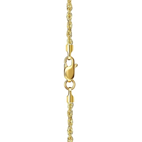 10K Yellow Gold 1.5MM,2MM,2.5MM,3MM,3.5,4MM,5MM,7MM, Diamond Cut Rope Chain Necklace Unisex Sizes 16"-30"