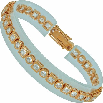 Circle and Square Diamond Tennis Bracelet for Women | Tennis Bracelet Men | Gold Bracelets for Women 24k Plated Gold Jewelry for Women | Size 7-8 Inch