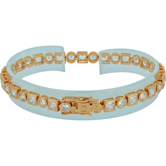 Circle and Square Diamond Tennis Bracelet for Women | Tennis Bracelet Men | Gold Bracelets for Women 24k Plated Gold Jewelry for Women | Size 7-8 Inch