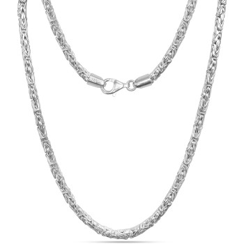 925 Sterling Silver Necklace Italian 4 MM Round Handmade Classic Byzantine Necklace Chain for Men with Lobster Claw Clasp 22 Inches, Made in Italy