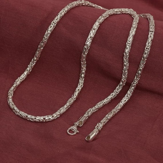 925 Sterling Silver Necklace Italian 4 MM Round Handmade Classic Byzantine Necklace Chain for Men with Lobster Claw Clasp 22 Inches, Made in Italy