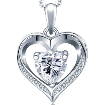 Heart Necklaces for Women Plated 18K Gold Birthstone Pendant Necklace Anniversary Birthday Jewelry Gift for Women Wife Mom Girlfriend Her Christmas Fine Jewelry Gift