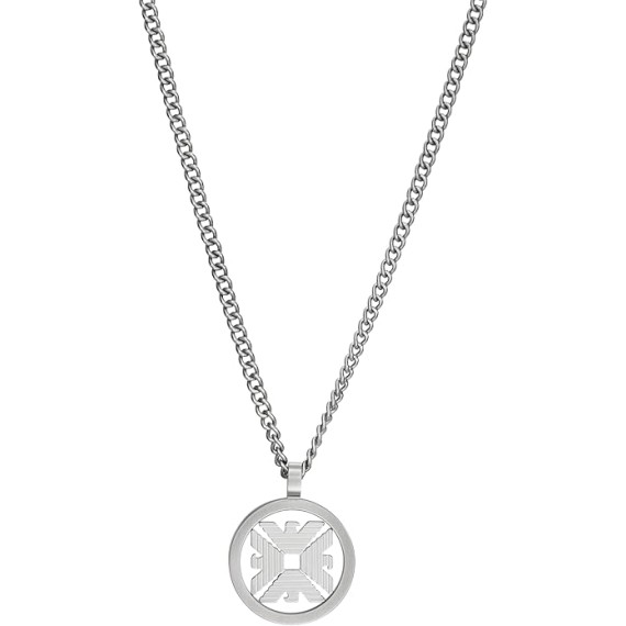 Men's Silver Stainless Steel Pendant Necklace (Model: EGS3040040)