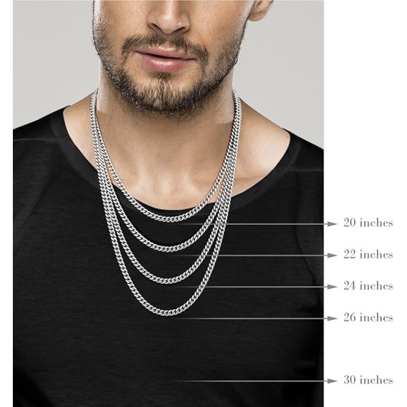 Italian Heavy 925 Sterling Silver Thick 3.2mm, 5mm, 7mm Curb Cuban Link Chain Necklace for Men Made in Italy