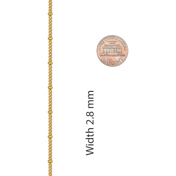 Tiny Curb Link Gold Necklace for Women with Divider Balls 24k Real Gold Plated Necklace