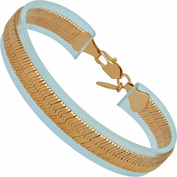 Luxury 24k Real Gold Plated Bracelet Flexible Herringbone Bracelet Women Bracelet or Mens Bracelet